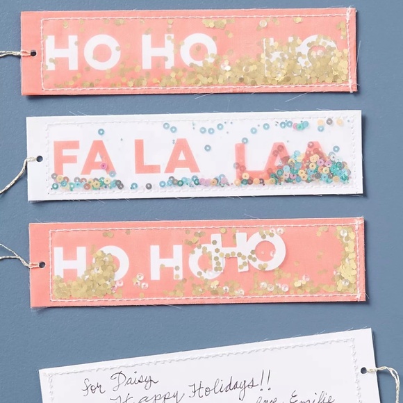 Meri Meri Christmas Holiday Pink Confetti Gift Tags Pack Of 4 - Picture 3 of 3